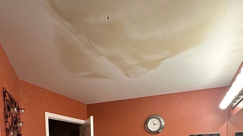 ceiling stains due to burst pipe